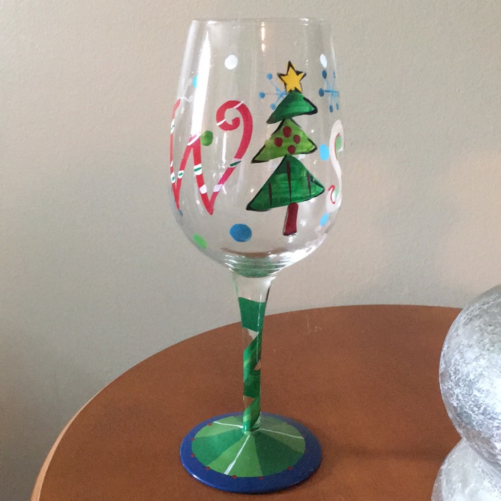 Christmas wine glass